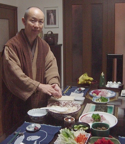 Venerable Yamane preparing dinner